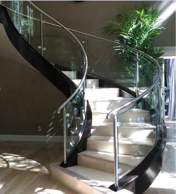 high quality Curved glass staircase railing high quality Curved glass staircase railing